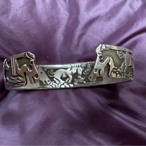 Sterling Native American horse cuff bracelet